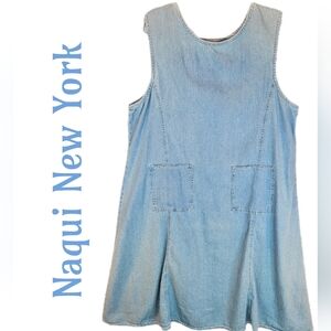 Naqui New York Womens Light Wash Denim All Cotton Pull Over Dress Sz 1XL